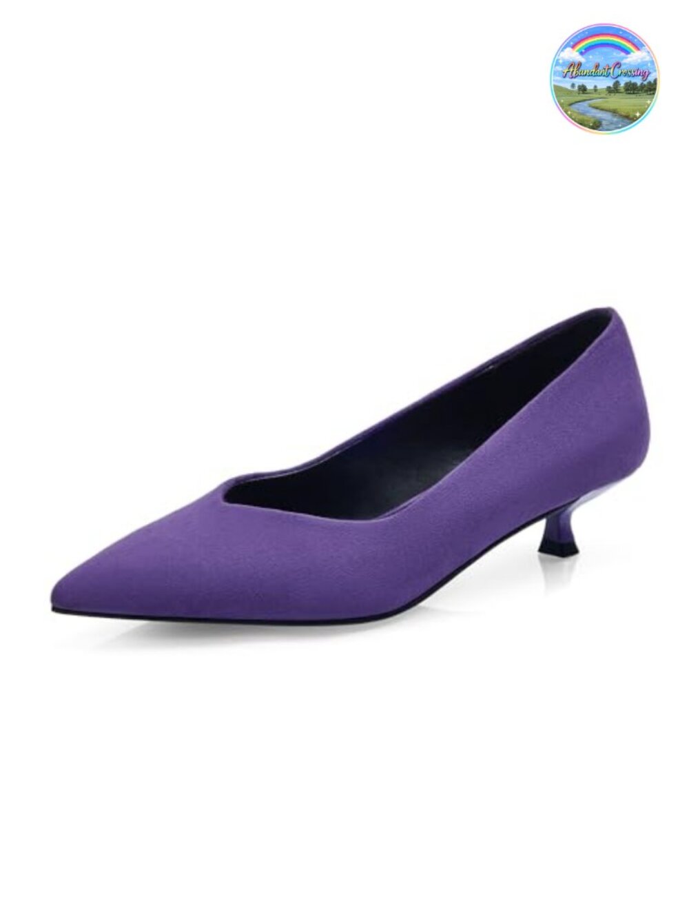 GENSHUO Women's Kitten Heels Closed Pointed Toe Pumps Faux Suede Low Heel Dress